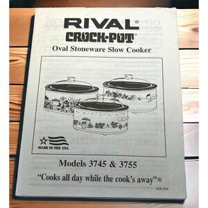 Rival Crock Pot Manual Models 3745 3755 Oval Stoneware Slow Cooker Instructions
